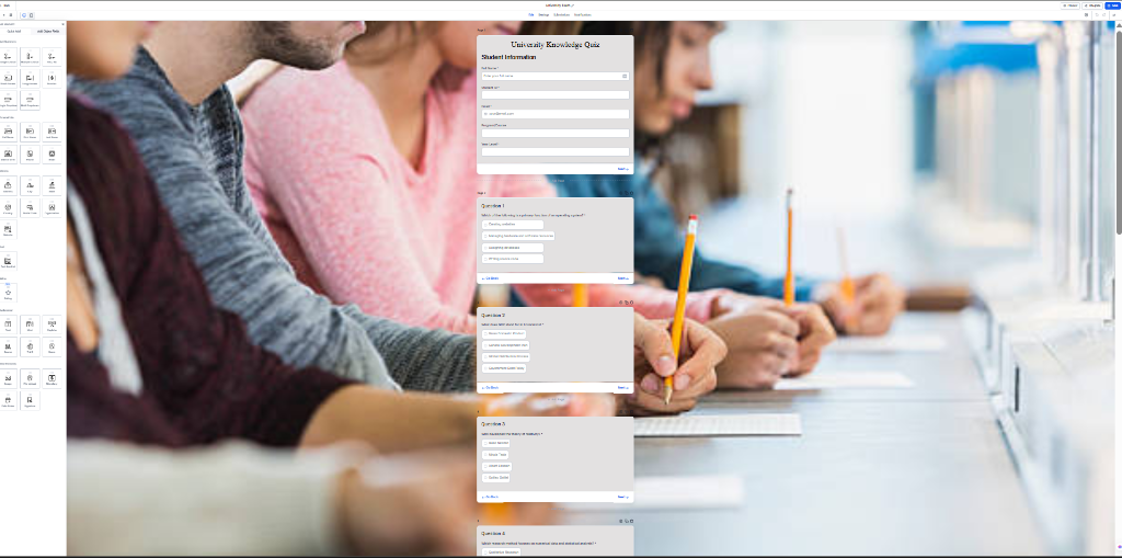 University Knowledge Quiz screenshot